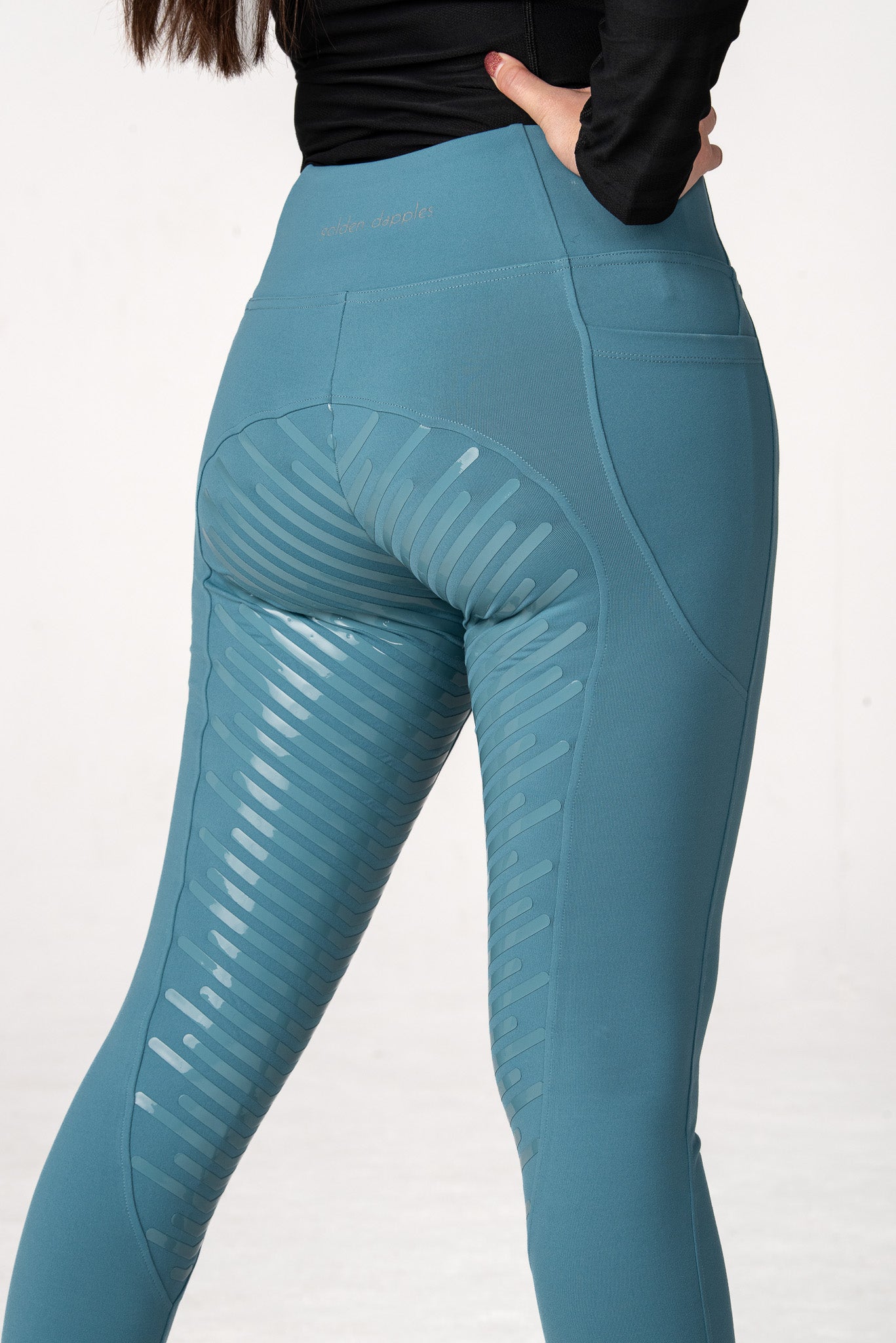 golden dapples steel blue pro grip riding leggings